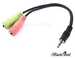 BlackBird Átalakító Headset Stereo jack 1x 3.5mm 4 pin male to 2x 3.5mm 3 pin female (OMTP) (BH1249) (BH1249)