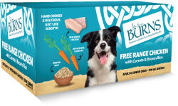 Burns 6x395g Burns szabad tartású csirke, sárgarépa & barna rizs nedves kutyatáp