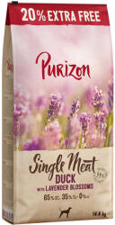 Purizon 14, 4kg Purizon Single Meat Adult kacsa, alma & levendulavirág száraz kutyatáp 12+2, 4 kg ingyen akcióban