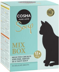 Cosma 12x40g Cosma Soup étrend-kiegészítő macskáknak 4 változattal