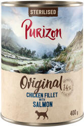 Purizon 12x400g Purizon Adult Sterilised nedves macskatáp - Csirkefilé lazaccal