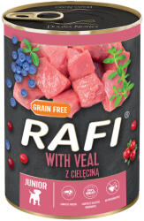 RAFI 24x400g Rafi Junior Borjú, fekete- & vörös áfonya pástétom nedves kutyatáp