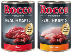 Rocco 24x400g Rocco Real Hearts nedves kutyatáp Mix: 12x marha+12x csirke