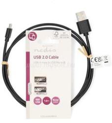 Nedis CCGL60501BK10 USB micro B (micro USB)kábel, USB 2.0 USB-A dugó USB Micro-B dugó 7, 5 W 480 Mbps. 1m (CCGL60501BK10) (CCGL60501BK10)