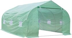 Outsunny kerti üvegház ferde tetővel, PE és acélcsövekből, sötétzöld, 4.5x3x2m (845-020)