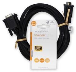 Nedis CCGL59000BK30, VGA kábel, VGA dugó Nikkelezett Maximális felbontás: 1280x768 3, 00 m Kerek ABS (fekete) (CCGL59000BK30) (CCGL59000BK30)