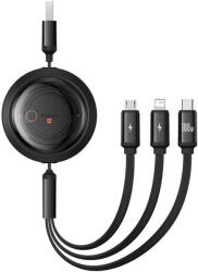 Baseus Adatkábel 3 az 1-ben Baseus Free2Draw, 100 W-os gyorstöltés, Lightning/USB-C/MicroUSB, 1, 1 m, fekete (MEN-IP-414457)