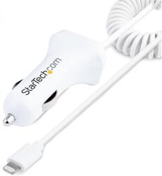 StarTech Lightning Car Charger with Coiled Cable 12W 2port fehér (USBLT2PCARW2)