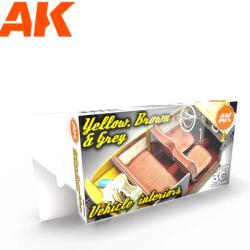 AK Interactive Yellow Brown and Grey Interiors akrilfesték készlet 6x 17ml (AK11684)