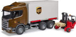 BRUDER Scania Super 560R Logistik LKW mit Mitnahmestapler (03582) Figurina