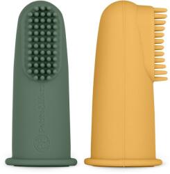Petite&mars ujjra húzható fogkefe, Ochre&Green, 0 hó+, 2 db