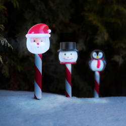  Karácsonyi szolár lámpa - LED - Mikulás, hóember, pingvin - 36, 5 x 6 x 6 cm (59760)