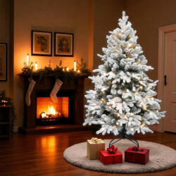 Somogyi Elektronic KMF8LED150 havas műfenyő LED-ekkel, 170db melegfehér LED, 8 program, 150cm magas, 101cm átmérő, 3D és 2D tűlevelek, hálózati tápellátás, beltéri kivitel (KMF8LED150)