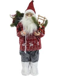 Decoris Mikulás figura, M 60 cm, 26 (H) x 18 (Sz) cm, poliészter