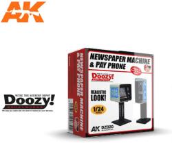 AK Interactive 1/24 Newspaper Machine & Pay Phone újságos automata és fülkés telefon dioráma kiegészítő (DZ020)