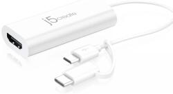 j5create USB 2.0 Type C + microUSB HDMI Átalakító Fehér 10cm JUA165C (JUA165C)