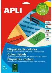 APLI Etikett, 210x297 mm, színes, APLI, sárga, 100 etikett/csomag (11838) - pepita