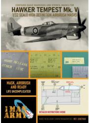 1MANARMY Airbrush maszkoló fólia 1/32 Hawker Tempest MK V RAF katonai repülőgép modellhez (1MA32DET003)