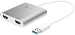 j5create USB 3.0 - 2xHDMI átalakító adapter 20cm JUA365 (JUA365)