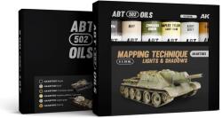 AK Interactive ABT Oil Mapping Technique Lights and Shadows Set kiemelő és árnyékoló olajfesték készlet 6x 20ml (AKABT303)