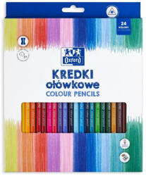 OXFORD Creioane colorate triunghiulare Oxford, set 24 + ascutitoare, include auriu, in cutie de carton (400174525)