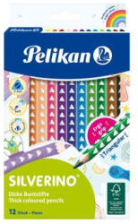 Pelikan Creioane colorate groase, triunghiulare Silverino Pelikan 700627, 12 culori (700627)