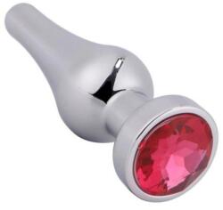  Fém anál dildó, hosszúkás, piros kristállyal (ezüst) - szeresdmagad