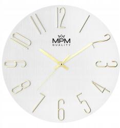 MPM Fehér Jól Olvasható Csendes Falióra Mpm E01.4302. 00 30 cm Arany Számok (E01.4302.00)