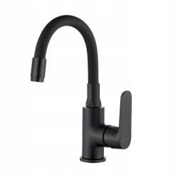 Kuchinox Mosdó Csaptelep Flexibilis Kifolyócsővel, Fekete (BQD_721D)