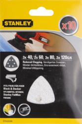 STANLEY Csiszolóív 10 Db 40x3/60x2/80x3/120