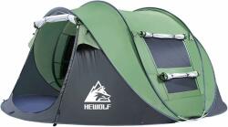  3 másodperc alatt felállítva! - 4 személyes pop-up sátor, UV védelem, kemping sátor, strand sátor, fesztivál sátor, zöld színű, önfelállító, hordtáskával, szúnyoghálóval, 200x280x120 cm
