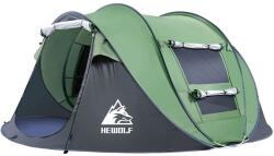 3 személyes zöld pop-up kemping sátor - önfelállító, UV védő bevonattal ellátott vízálló strandsátor, szúnyoghálós ajtókkal és ablakokkal, ideális túrázáshoz, horgászathoz, fesztiválra, hordozótáskáva