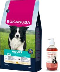 EUKANUBA EUKANUBA Active Adult Medium Breed Chicken 15kg + Lab V kutya- és macskaolaj 500ml