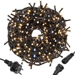 SPRINGOS Karácsonyi Égősor - 1000 LED, 50 m Karácsonyi Fények IP44, Meleg és Hideg Fehér