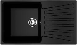 Ulgran U-703-344 Gránit Mosogatótálca - Extra mély, Csepegtetőtálcás, Matt Fekete (U-703-344) - watermarkt