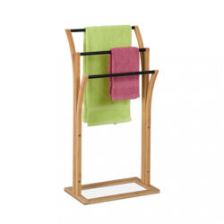 Relaxdays Bambusz törölközőtartó 3 rúddal natúr-fekete 82x42x24 cm 10047347