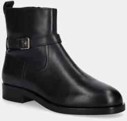 Tommy Hilfiger bőr csizma TH BUCKLE RIDING LEATHER BOOTIE - fekete Női 38