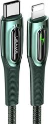 USAMS SJ518 adatkábel (Type-C - lightning, 20W, PD gyorstöltő, 120cm, cipőfűző, LED jelzés) SÖTÉTZÖLD (SJ518USB02) (Usa001059) (Usa001059)