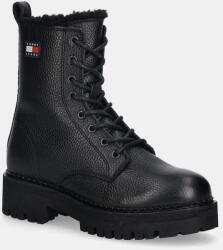 Tommy Jeans bőr csizma TJW URBAN LACEUP BOOT WL - fekete Női 38