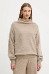 HUGO BOSS kasmír pulóver könnyű, bézs, félgarbó nyakú, 50550806 - bézs XL