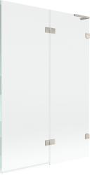 Mexen Lunar L, kétszárnyú kádparaván jobb oldali 120 x 150 cm, átlátszó üveg, szálcsiszolt acél, 897L-120-100-97-00-P (897L-120-100-97-00-P)