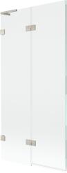 Mexen Lunar L, kétszárnyú kádparaván bal oldali 90 x 150 cm, átlátszó üveg, szálcsiszolt acél, 897L-090-100-97-00-L (897L-090-100-97-00-L)