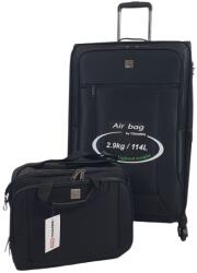 Touareg két részes fekete négykerekű bőrönd, fedélzeti táska-hátizsák szett AIR6932-2dbszett Fekete L, táska-háti - taskaweb
