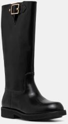 BOSS bőr csizma Eleri fekete, lapos talpú, 50552771 - fekete Női 37
