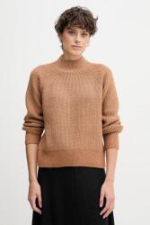 Calvin Klein gyapjúkeverék pulóver barna, félgarbó nyakú, LV044D372G - barna XS