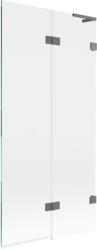 Mexen Lunar L, kétszárnyú kádparaván jobb oldali 90 x 150 cm, átlátszó üveg, grafit, 897L-090-100-95-00-P (897L-090-100-95-00-P)