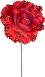 MagicHome Vianoce Virág MagicHome, Karácsonyi rózsa, piros, 17 cm, virágméret: 9 cm