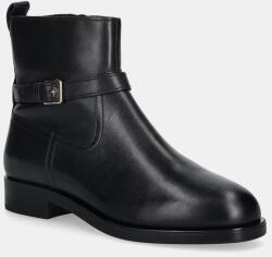 Tommy Hilfiger bőr csizma TH BUCKLE RIDING LEATHER BOOTIE - fekete Női 40