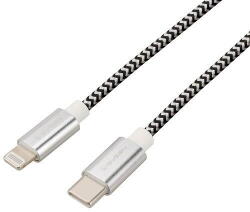 GoGEN Cablu de incarcare si transfer de date GoGEN USB-C / Lightning, 2 metri, impletitura textila, argintiu (GOGUSBC8P200MM24) - pcone