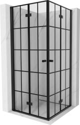 Mexen Mist-F Duo, összecsukható zuhanykabin 110 x 110 cm, átlátszó üveg-fekete rács, 8A6-110L-110P-70-77 (8A6-110L-110P-70-77)